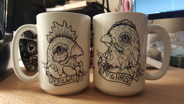 Cock of the Walk & Hen of the House Mug Set