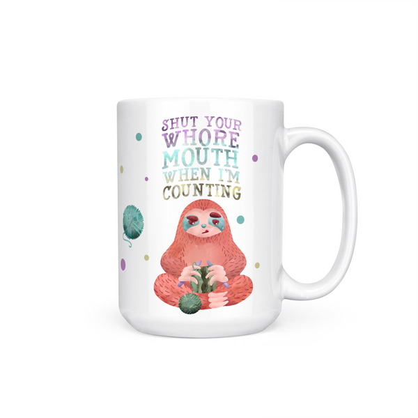 funny knitter sloth mug